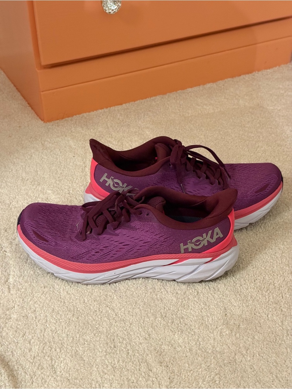 Hoka One One Women's Plum Running Shoes with Pink Accents